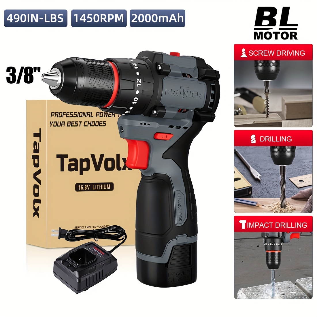 cordless drill set 16 8v power drill set with battery and charger 3 8 keyless   23 1 torque setting 55nm with led electric drill set