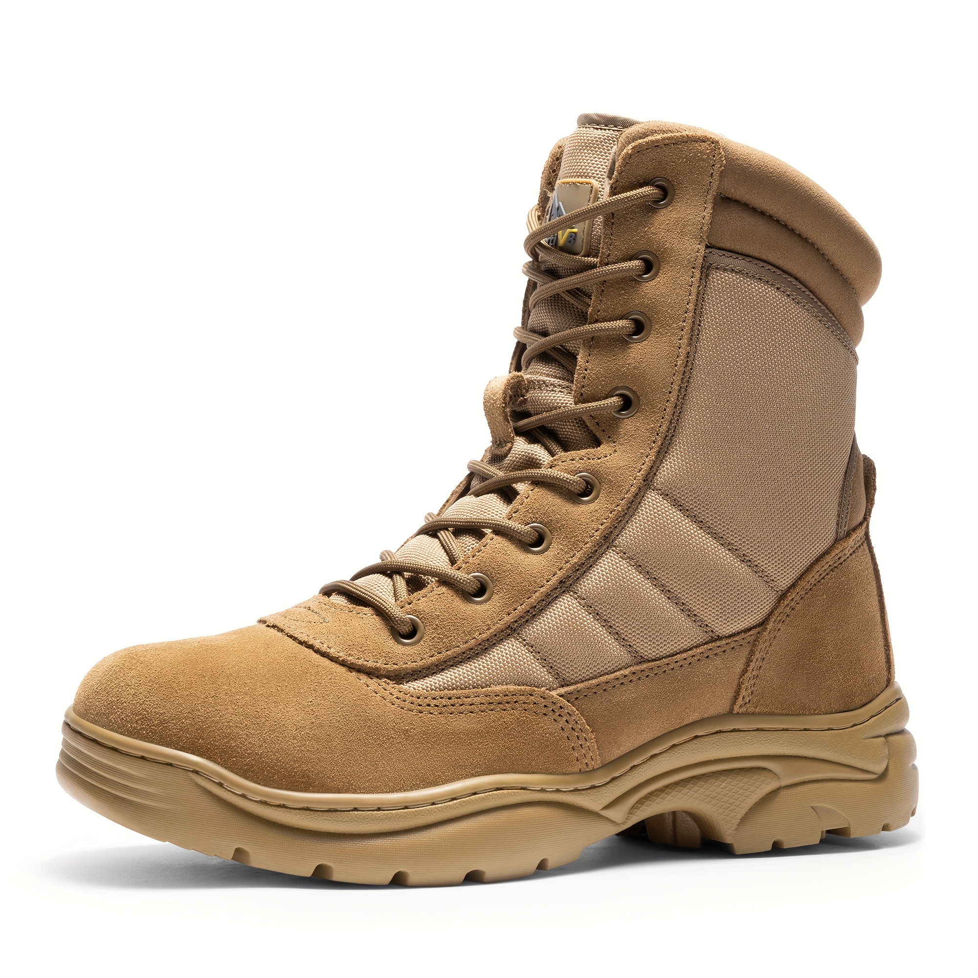 Temu – TEMU Men’s Hiking Boots Side Zipper Leather Motorcycle 9 Inch Tactical Combat Boots Non-slip Lightweight Comfortable Breathable For Outdoor Terrain