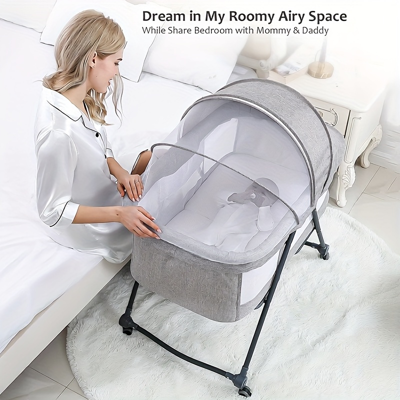 2-in-1 Folding Travel Cot with Safety Rails & Mosquito Net