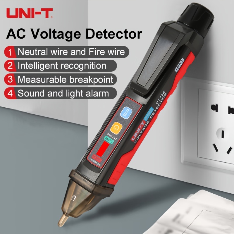 

Uni-t Non-contact Voltage Detector Pen - Adjustable 24v-, Ac Circuit Tester With Flashlight & Buzzer Alarm, Distinguisher, Composite Material, For Electrical Work, Voltage Tester Pen