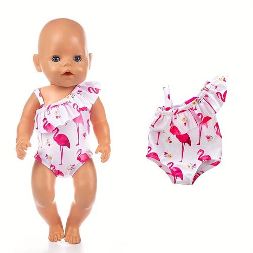 new summer doll clothes for 19x14cm flamingo printed suitable for 17 inch 43cm toy dolls summer doll outfit