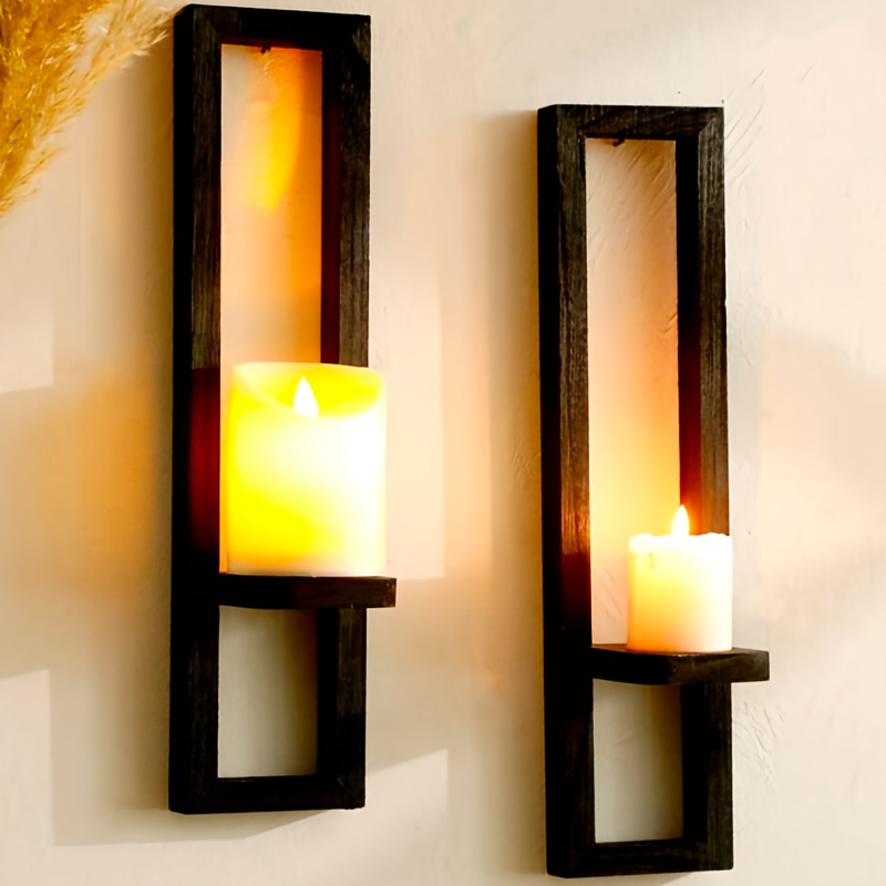1 2pcs retro wooden wall shelf living room background wall decor shelf bedroom bedside storage rack easy wall hanging shelf