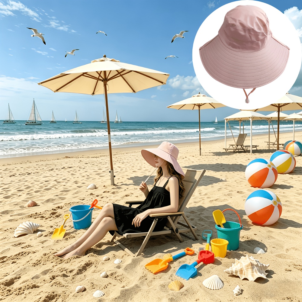 TEMU Women's Wide Brim Sun Hat And 2pcs Sweat-absorbing Patches (suitable For Women), Shawl- Hat, Full Face Coverage Brim Hat, Summer Fishing Hat,
