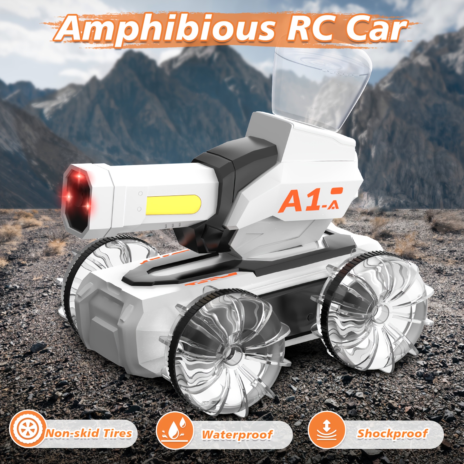 A Super Cool Remote Control Battle Car Amphibious Shooting Tank Waterproof Water Electric Toy Suitable For Children To Fight And Play Rotating Off-road Climbing Car