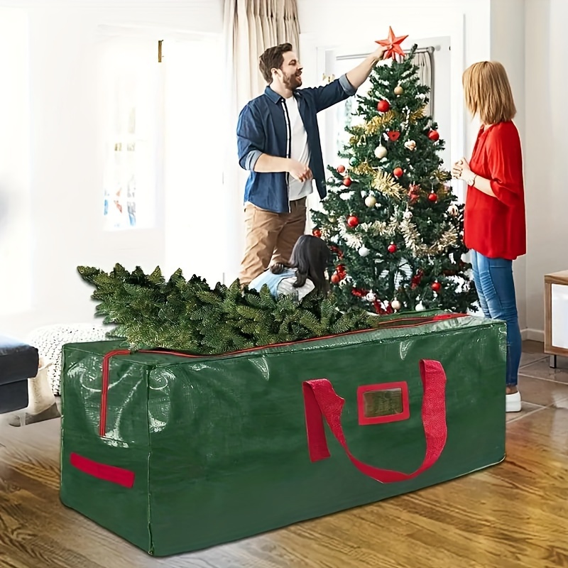 

Waterproof Christmas Tree Storage Bag With Sturdy Handles & Label Slots - Green/red Zippered Organizer For Artificial To 6ft, Holiday Gifts, Storage Bags For Christmas Trees, Tree Storage