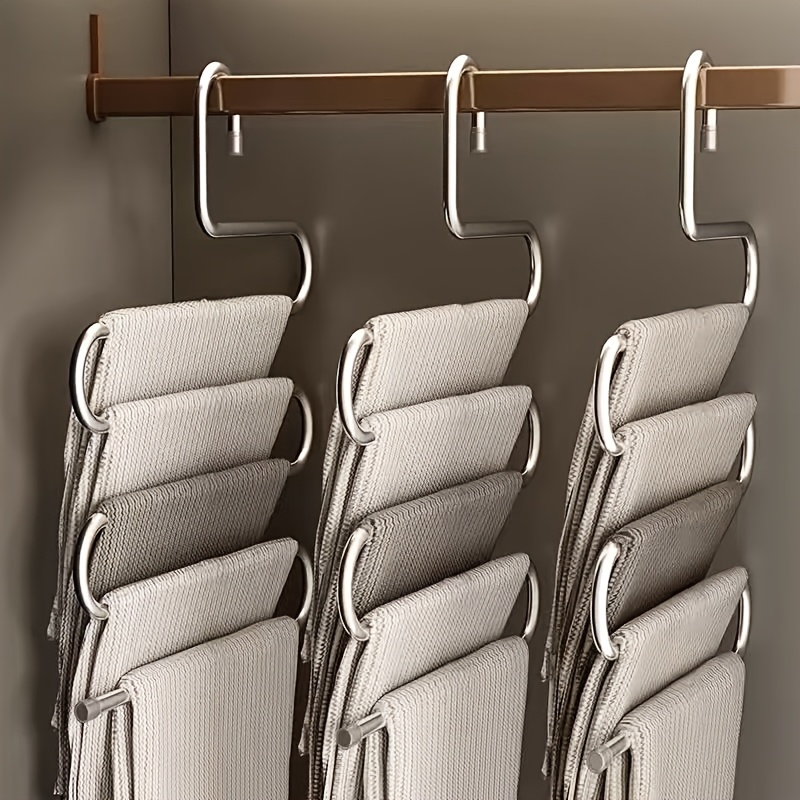 2pcs set stainless steel pants hanger and hat organizer sturdy structure suitable for jeans long pants baseball caps   for home or retail stores durable space saving rust resistant material   small apartments