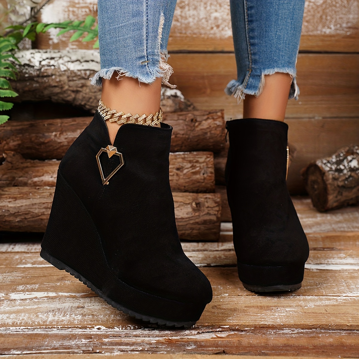 Elegant Women's Round Toe Super High Heel Platform Ankle Boots