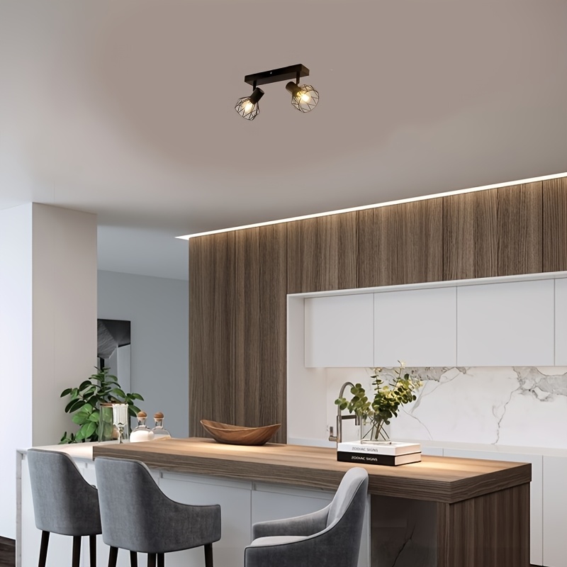 Adjustable Spot Light Fittings for Ceilings, Matt Black Wire Cage