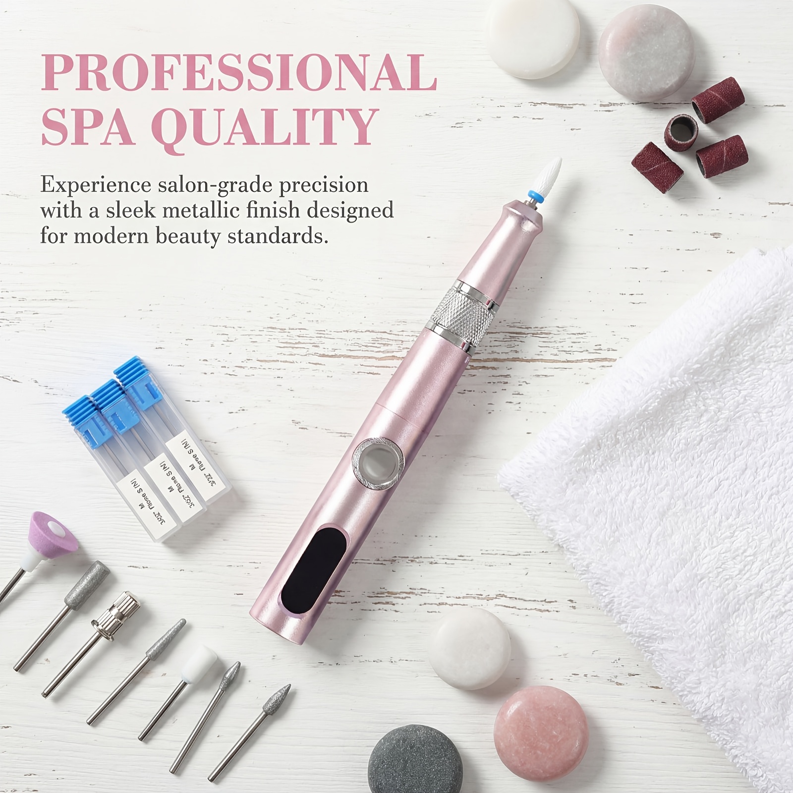 TEMU Ponceuse à ongles professionnelle, stylo ponceuse à ongles rechargeable 35000 tr/min, ponceuse à ongles électrique portable pour manucure, kit