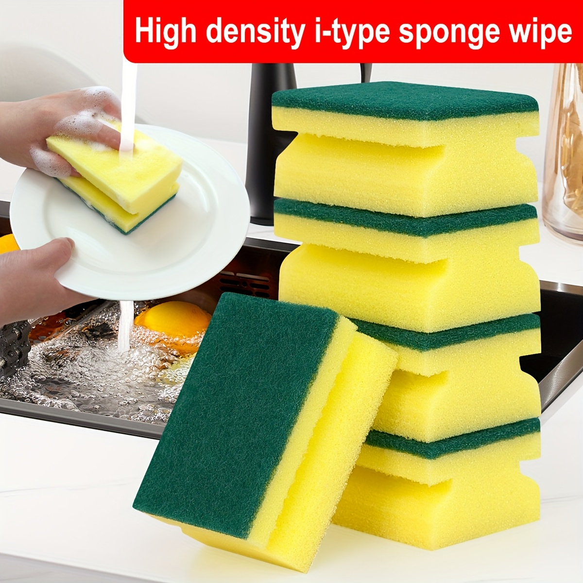 6/12/24pcs Thickened And Dense Sponge Scrubbers, Durable And Wear-Resistant, Excellent Cleaning Effect, an Essential Tool for Home Kitchens.