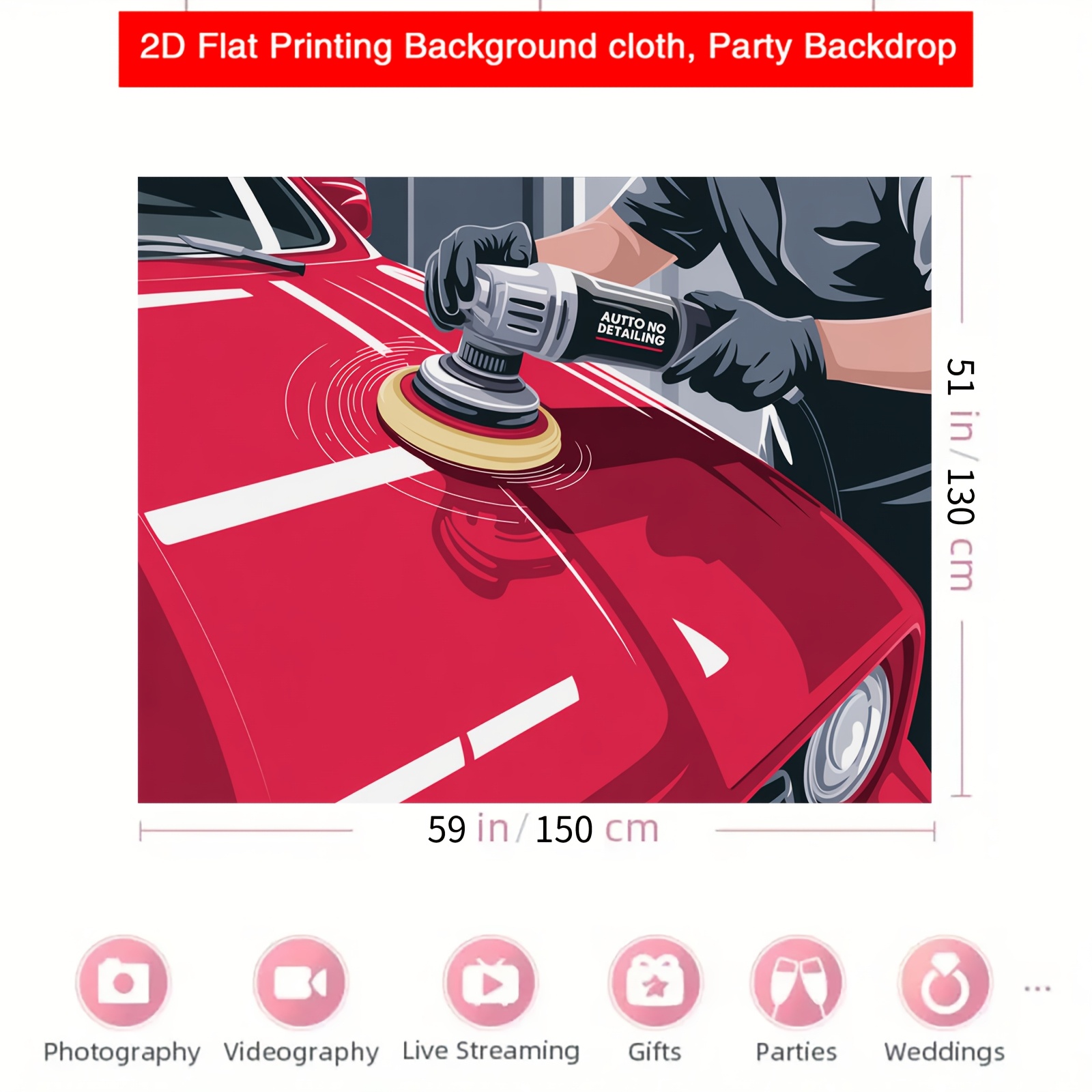 TEMU 2d Flat, 2d Flat Banner,1pc Background Cloth,photography Backdrop For Car Detailing,auto Shows,vehicle Maintenance,garage Decor,suitable For