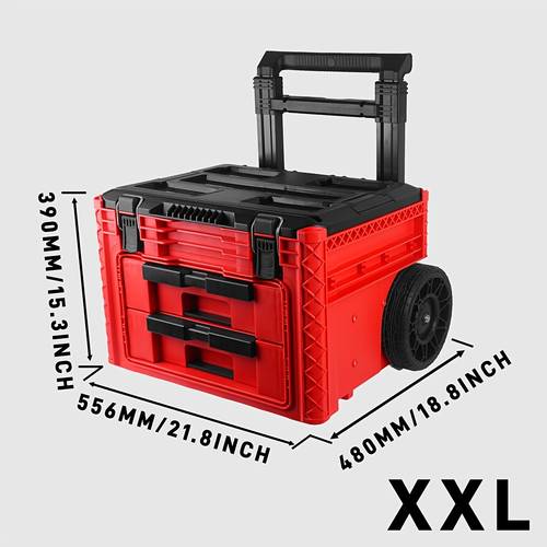 red toolbox sizes s xxl features a carrying handle for easy portability xxl size retractable telescoping handle and wheels built in lock for thickened design for