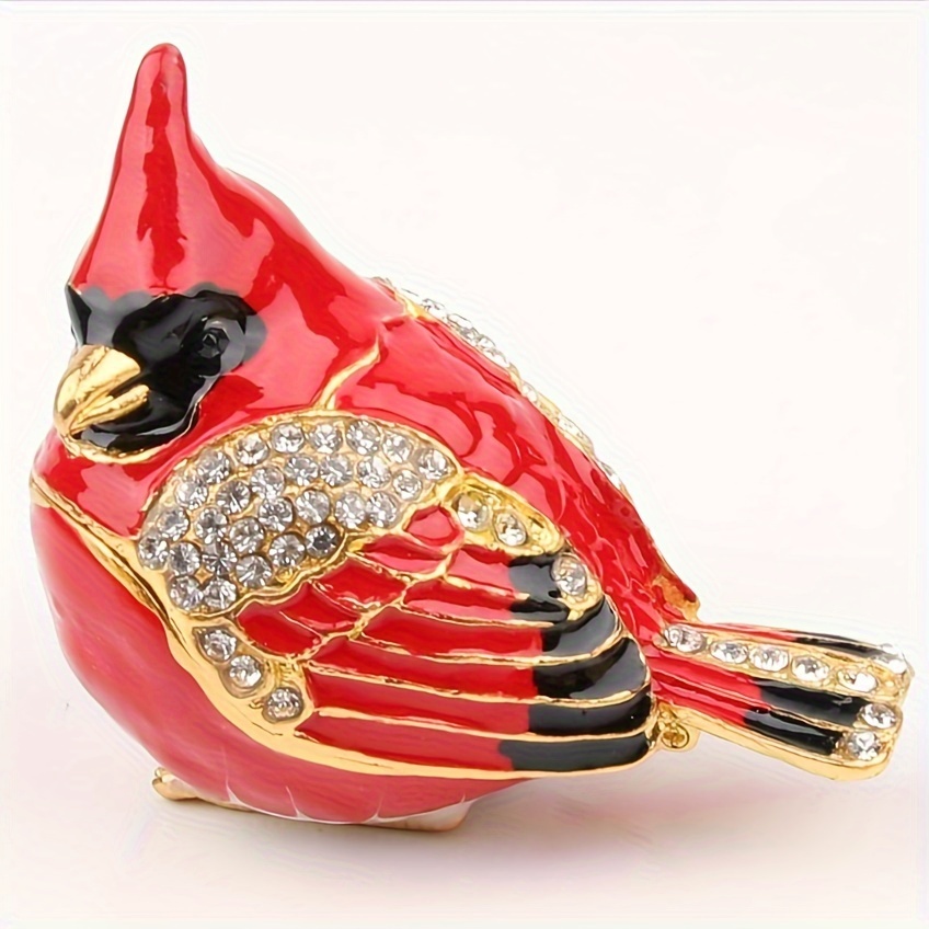 

Bird Trinket Box Metal Enameled Animal Figurines Collectable Wedding Jewelry Ring Holder Organizer - Mothers Day Gifts