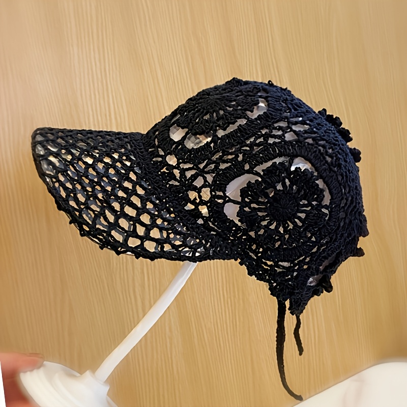 Women's Handmade Hollow Lace Duckbill Hat, Breathable Mesh, Adjustable Baseball Cap, Spring And Summer Daily Versatile Casual Sun Hat