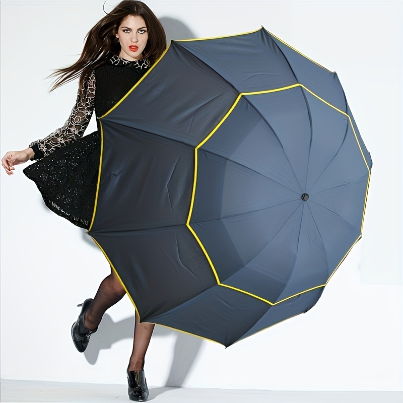 

1pc Thick Windproof Double-cloth Umbrella, Portable And Durable Umbrella For All Weather Conditions