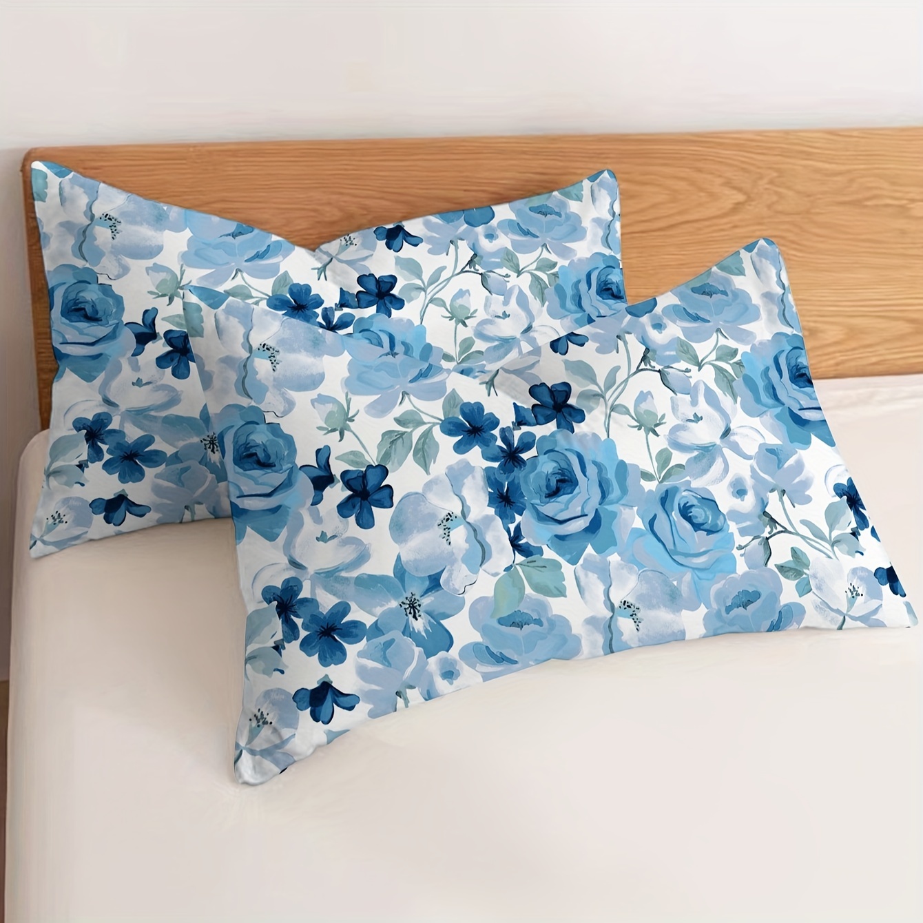 2pcs painted flower brushed printed pillowcase no pillow core soft and breathable pillow cover suitable for bedroom sofa home decoration details 0