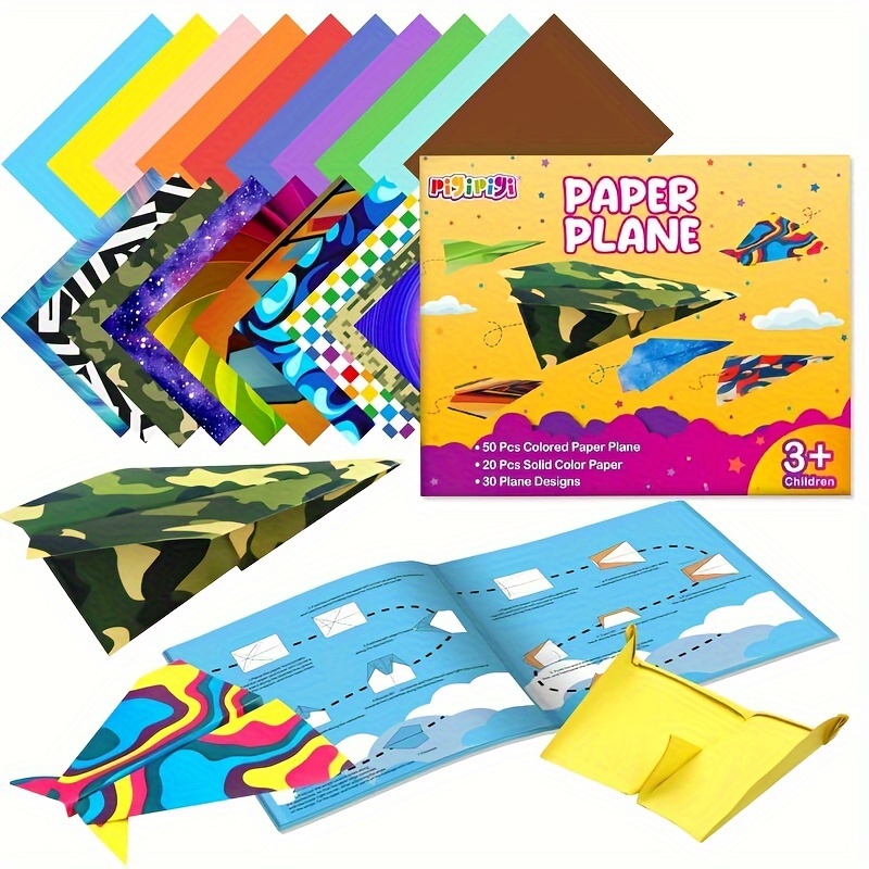 

Pigipigi Origami For Kid:70 Pcs Origami Paper Kit-50 Patterned20 Colored Large Paper, Airplane Toysupply, 30 Easy Forcreativity Boy Girl Gift Outdoor Game