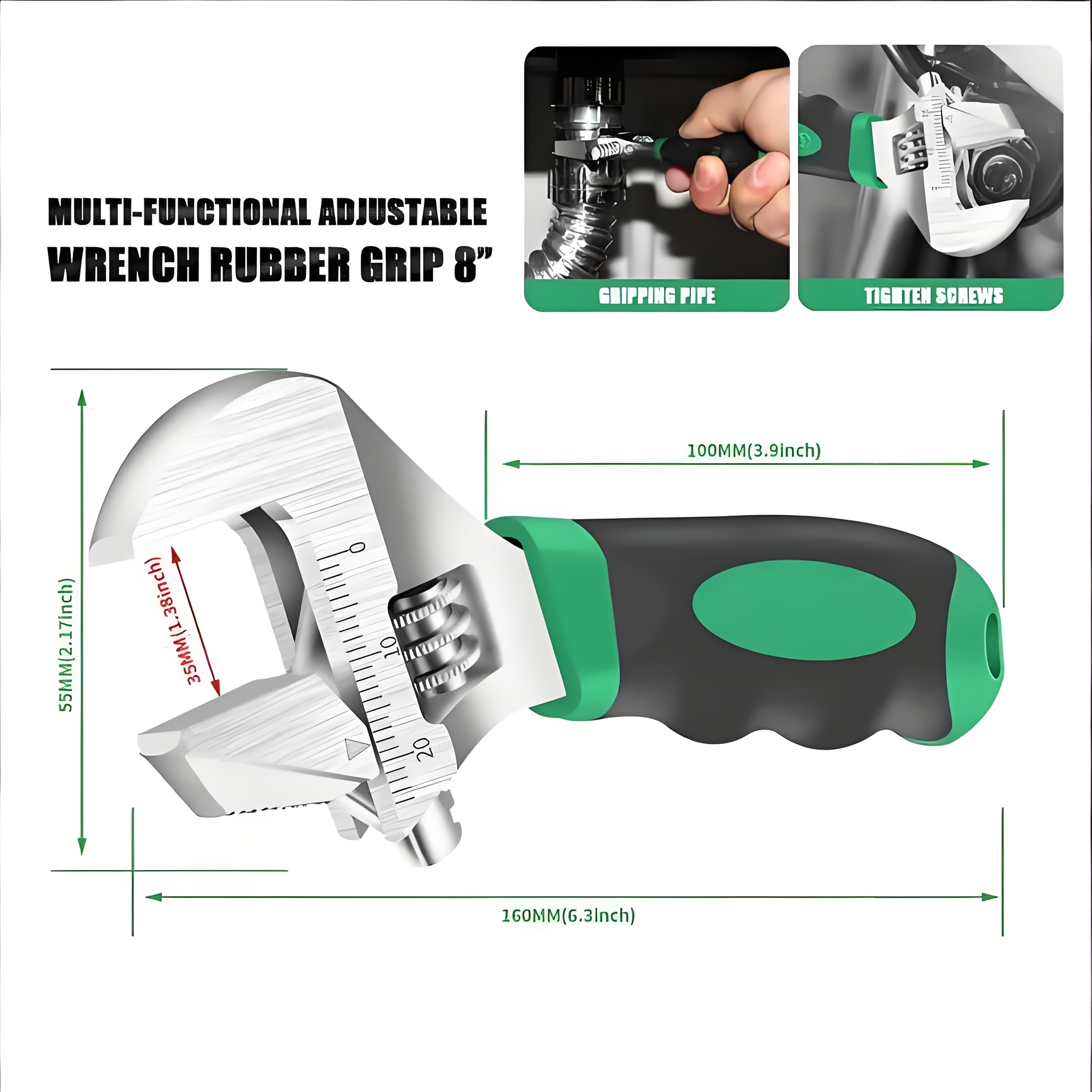 TEMU 6inch/8inch Adjustable Wrench Monkey Wrenches Short Handle Spanner Pipe Wrench For Air Controller Pipe Hand Tool