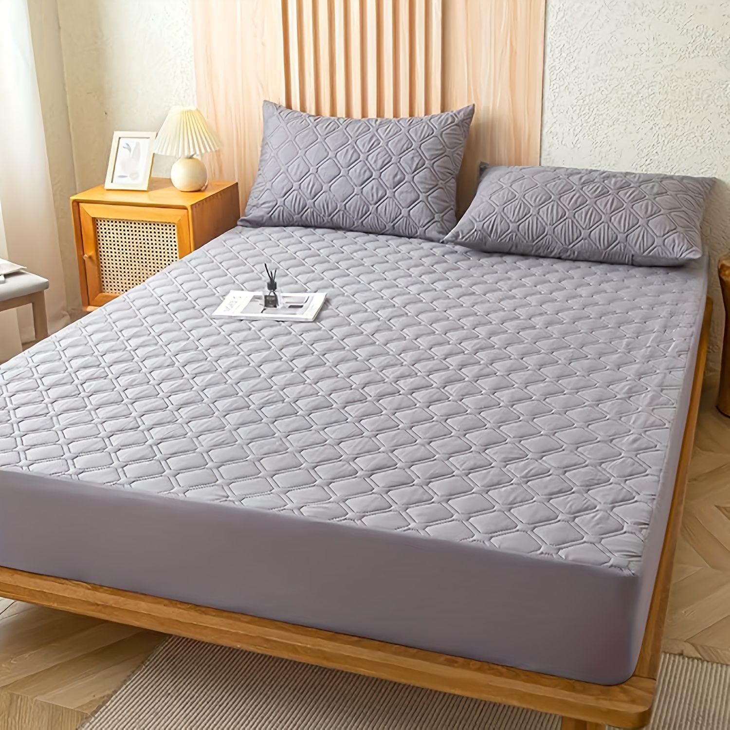 TEMU 3pcss Queen Size Waterproof Mattress Protector, 3pcss Set Cooling Mattress Pad Cover Fabric Breathable Mattress Pad Fitted With Deep Pocket 18",