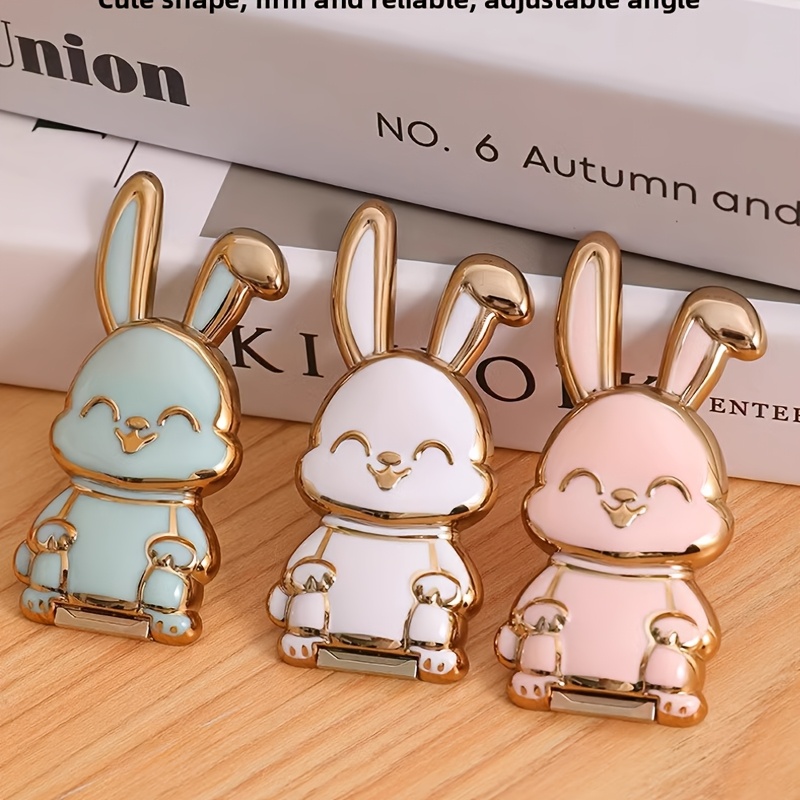 TEMU 3pcs Cute Rabbit Phone Holder Stands Creative Cartoon Adorable Rabbit Support Stand Invisible Foldable Retractable Desktop Lazy -watching,