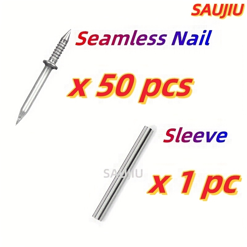 TEMU 50/200 piezas de clavos invisibles de base con herramienta de manguito gratuita - Tornillos galvanizados para ensamblar muebles/sofá/cama, sin