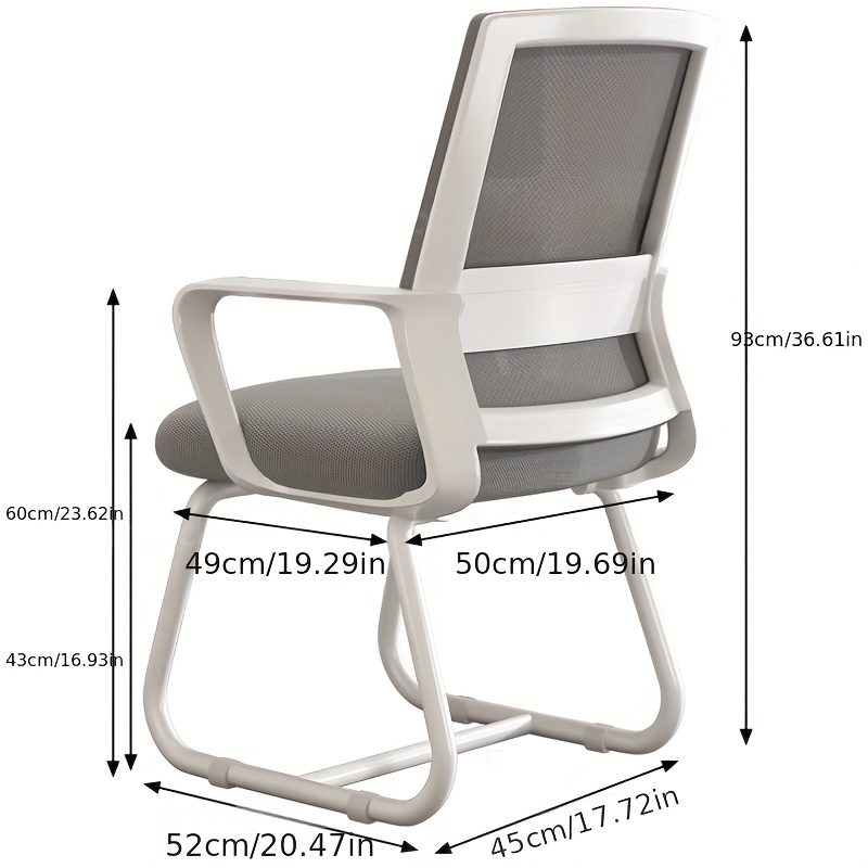 Silla de Oficina en Casa con Reposabrazos y Respaldo Ergonómico, Tela Transpirable, Asiento Moldeado, Adecuada para Oficina en Casa, Sala de Espera y Sala de Conferencias, Capacidad de Peso 130 kg, /Gris