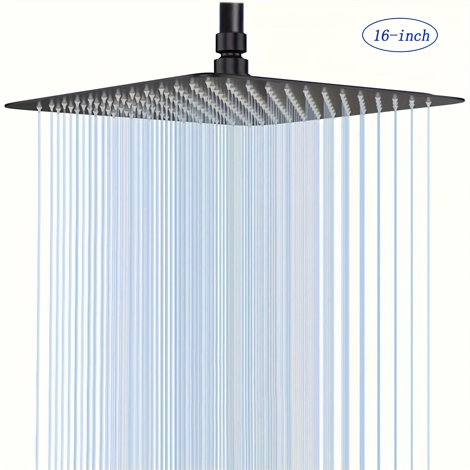 TEMU 1pc Large 12/16 Inch Square Rain Shower Head - High Pressure Stainless Steel Ultra-thin With Waterfall Full Body Coverage, Anti-leak