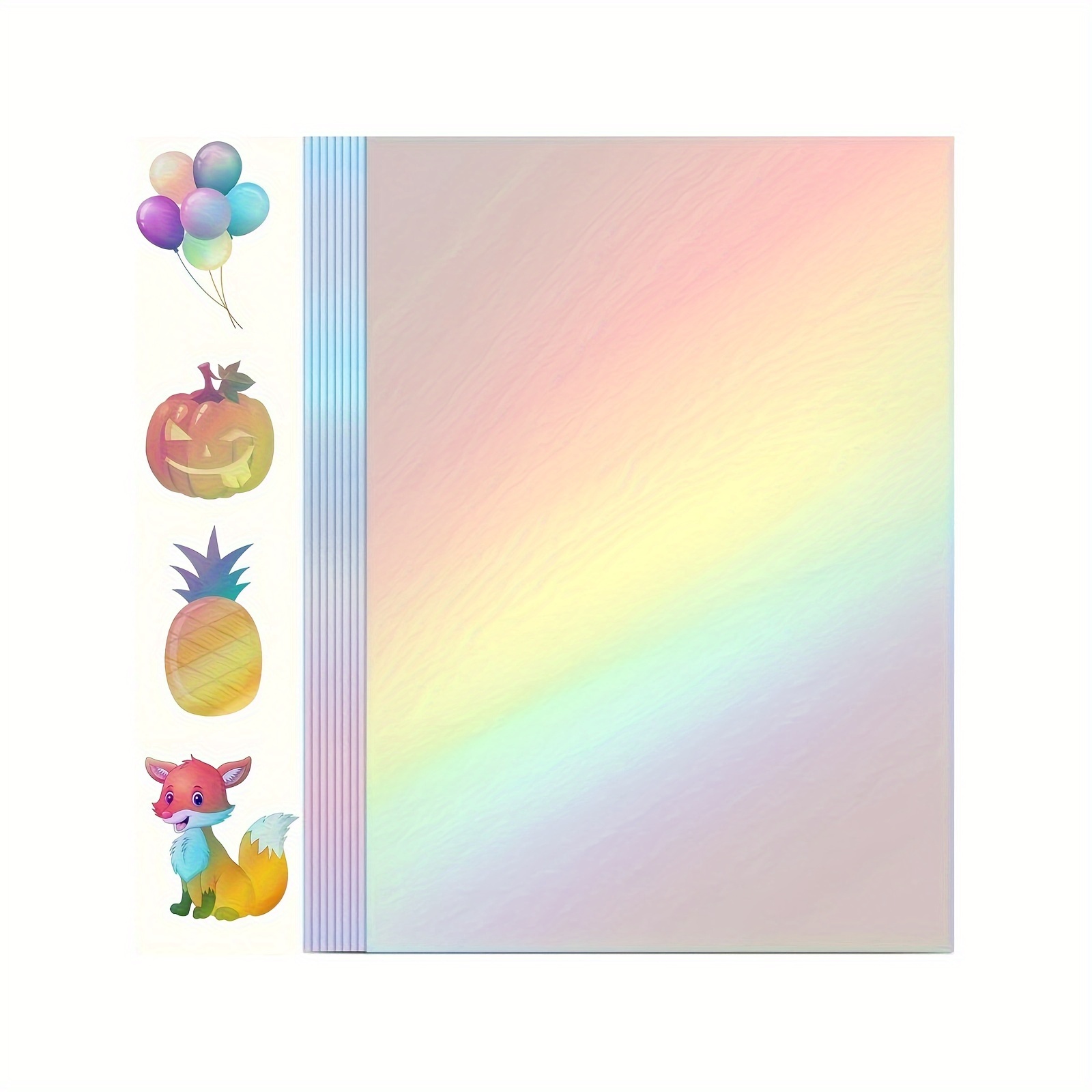 

50 Sheets Rainbow Holographic Cold Laminating Film, 4.1x2.9 Inches, Self-adhesive Pvc Vinyl Sticker Paper, Uncharged Sheets For Scrapbooking, Crafts, And Projects