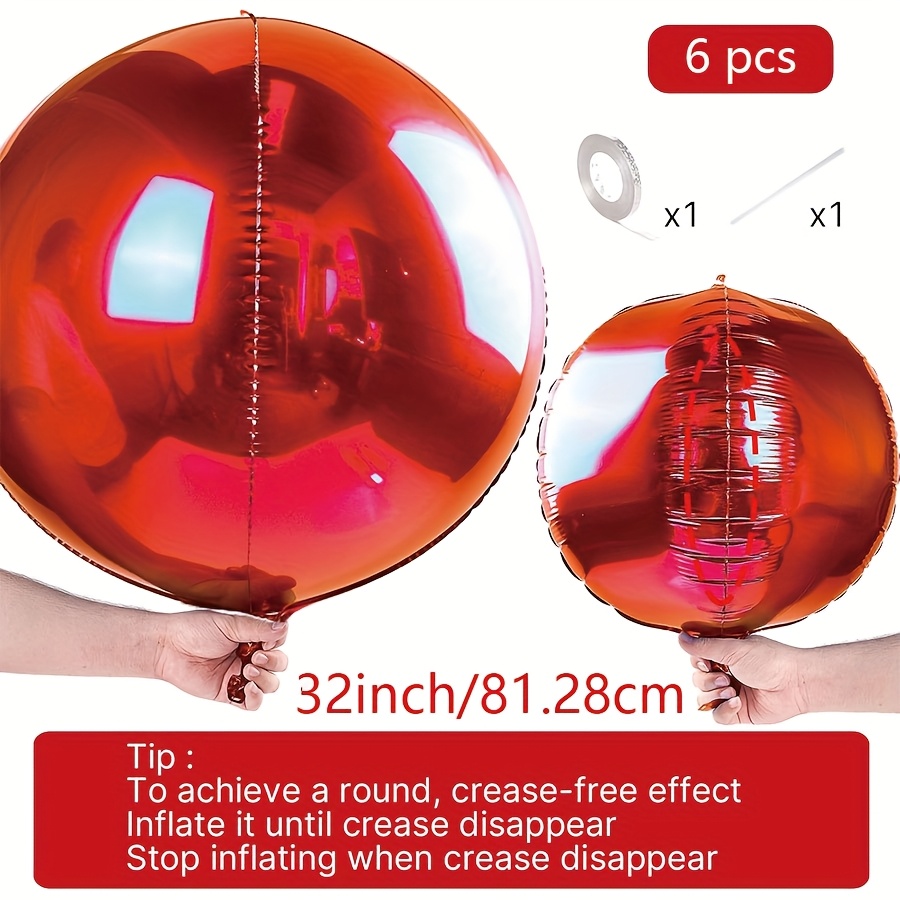 TEMU 6 Different Sizes Of 4d Red Balloons, Suitable For Multiple , Wedding, Graduation Season, Carnival Season, Decoration, Anniversary Decoration