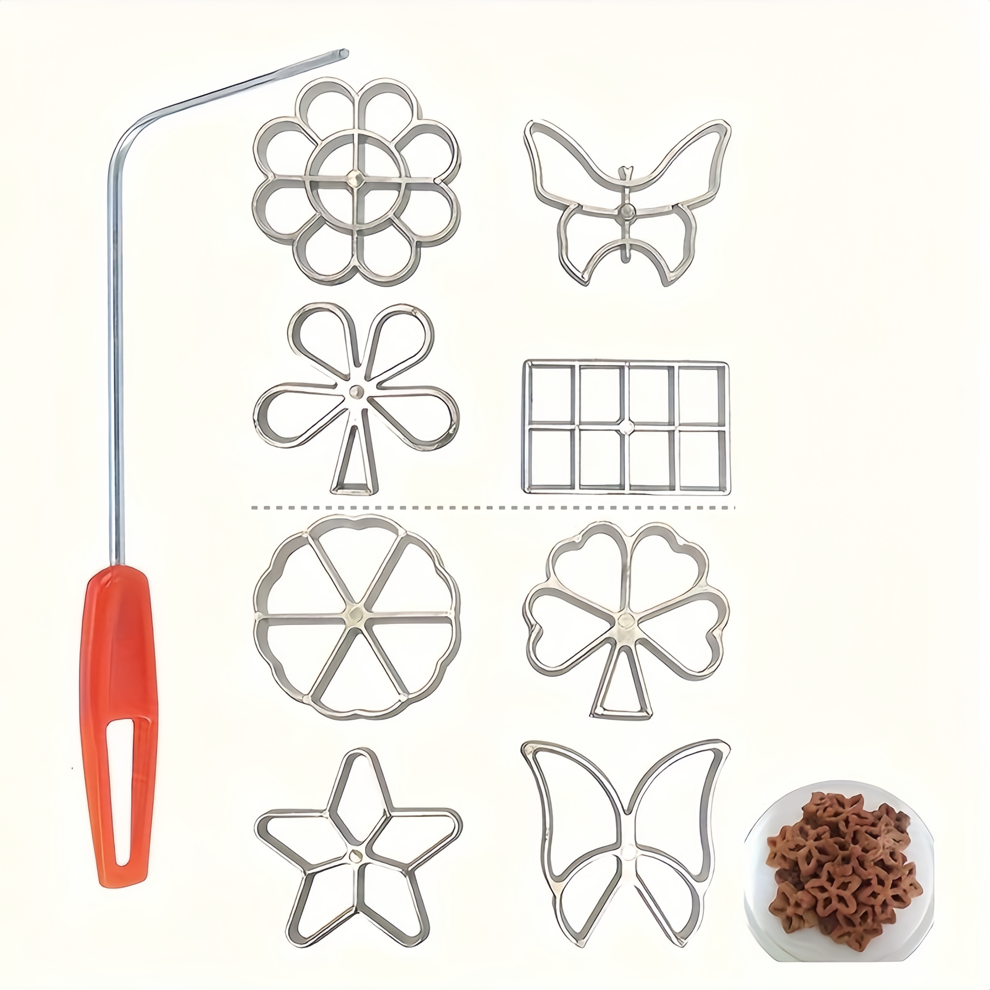 

1 Set Iron Creative Cake Printing Biscuit Pastry Mold 4 Shapes Heads Cute Leaves With Handle Dessert Biscuit Waffle Baking Small Tools Pastry Mold Dessert Machine Baking Accessories Gifts