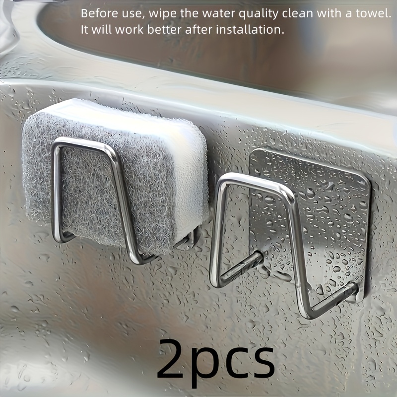1pc Or 2pcs Heavy-duty Stainless Steel Sink Rack With Self-adhesive Base - Space- Countertop Organizer, Compatible With Integrated Sink Storage