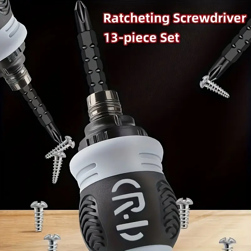 1 set 12 in 1 ratcheting screwdriver with storage case magnetic dual purpose bits telescopic handle metal manual tool no electricity or battery required Product details 4