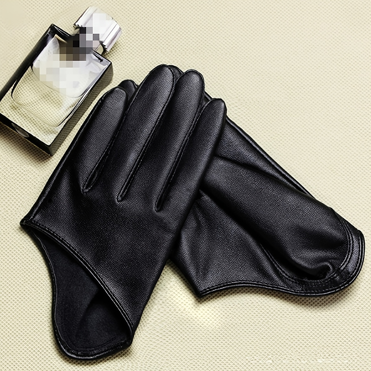 Image of 1 Pair Of Women's Backless Half-palm Pu Full Finger Gloves Black And White Disco Performance Photo Dancing
