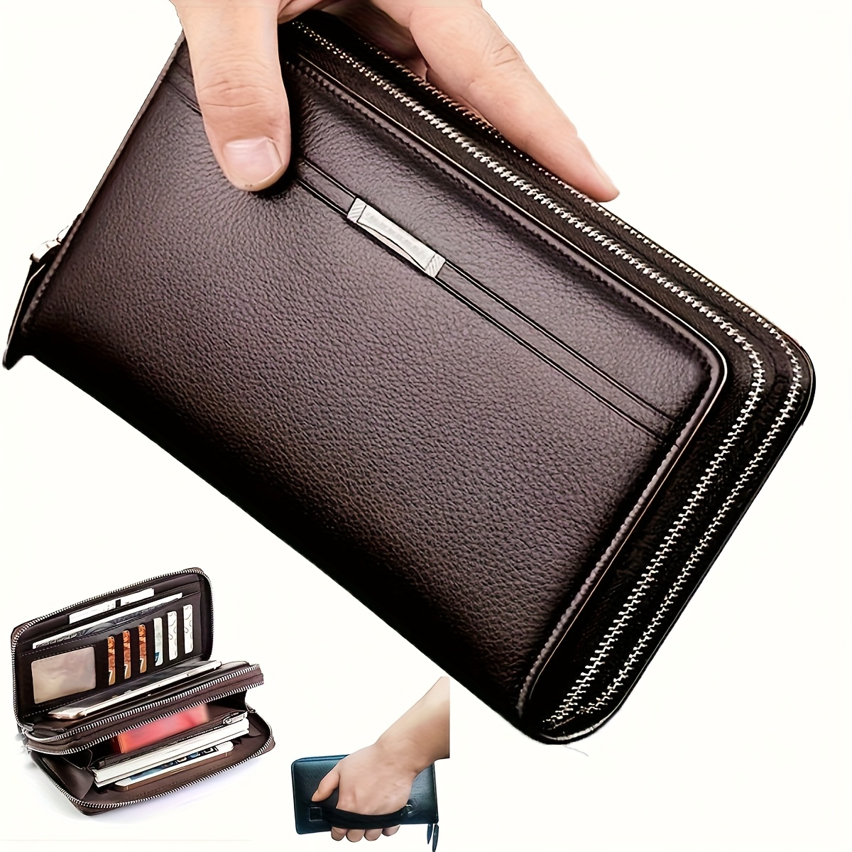 Men's Business Long Wallet with Large Clutch Bag Design