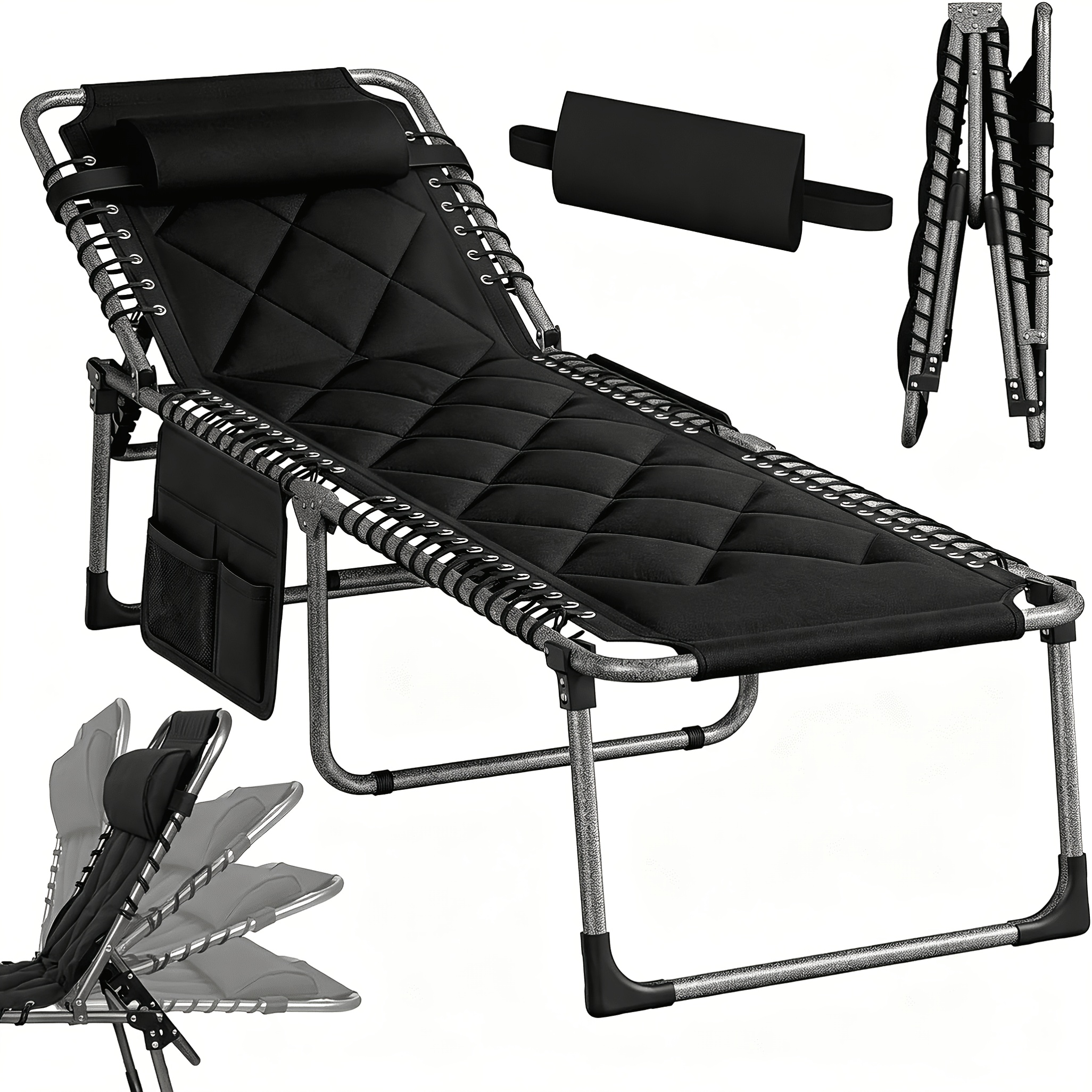 Folding Bed With Mattress, Camping Bed, Foldable, Suitable For The Garden, Camping And The Beach. Dimensions: 190 × 60 × 38 Cm