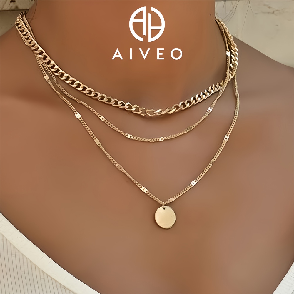 E-shop Hochwertige goldene Damen-Verkettung aus Edelstahl, lichtecht, einfach und elegant, modische Damenketten für den oder Partys,
