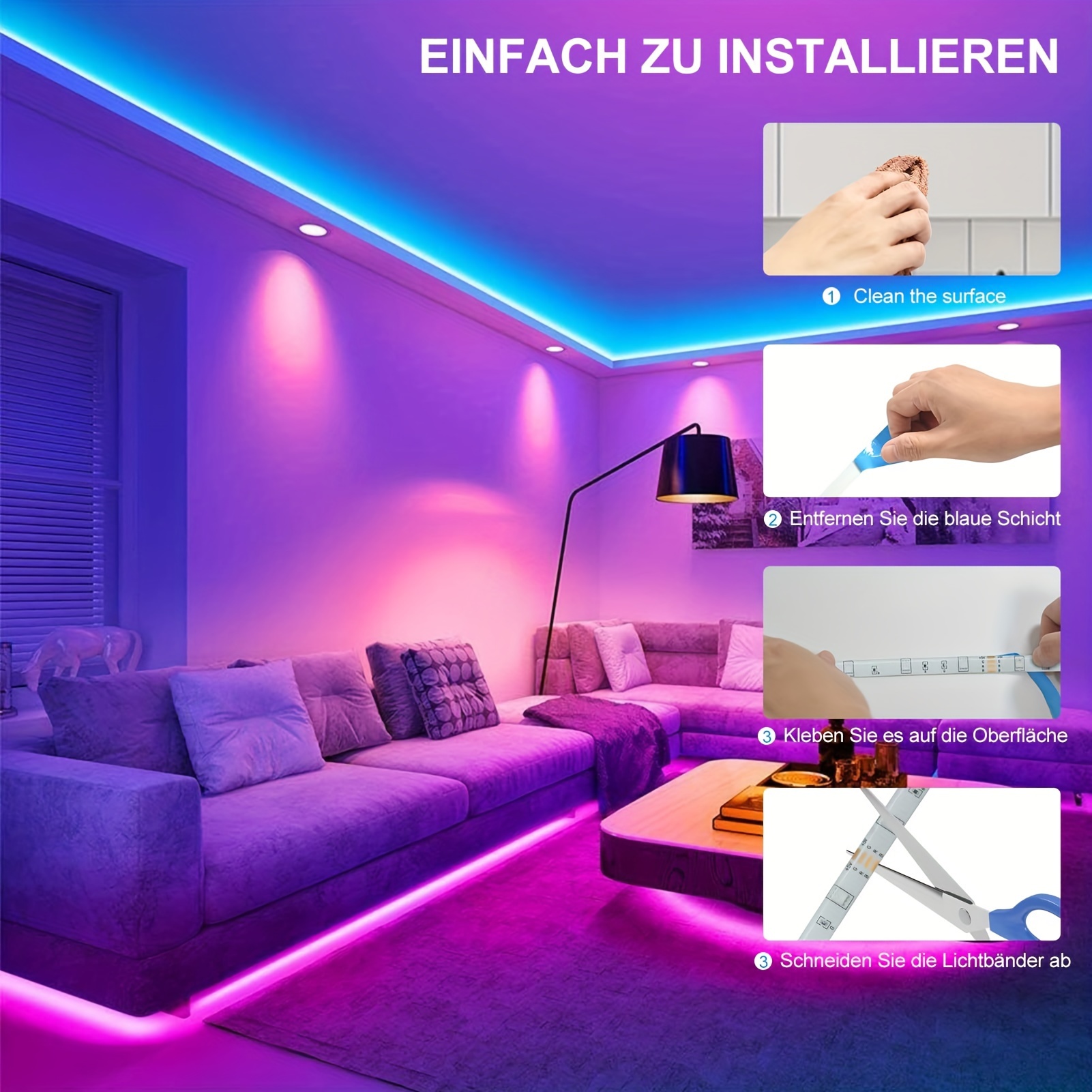 smart rgb led strip lights usb powered dimmable Temu Canada