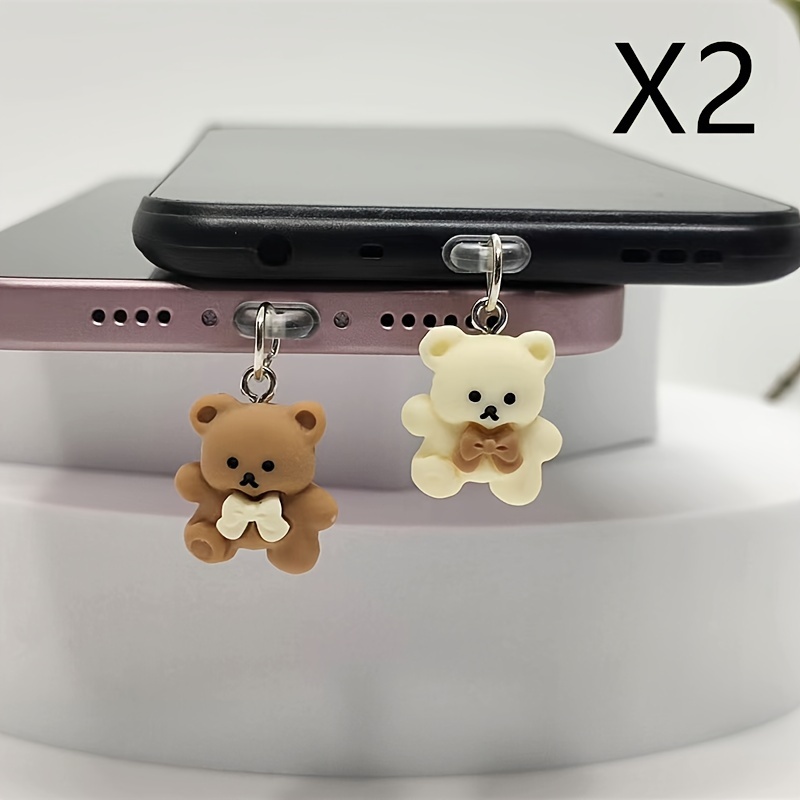 

2pcs Ensemble de breloques pour téléphone en d', matériau ABS, pendentif accessoire pour téléphone portable, cache-prise anti-poussière, cadeau d'