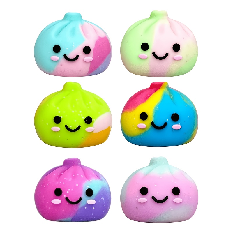 TEMU 6pcs New 3d Dim Sum Silicone Beads - Fresh Candy-themed Gradient Mixed-color Bun Shaped Soft Silicone Beads, Flexible Silicone Making Beads,
