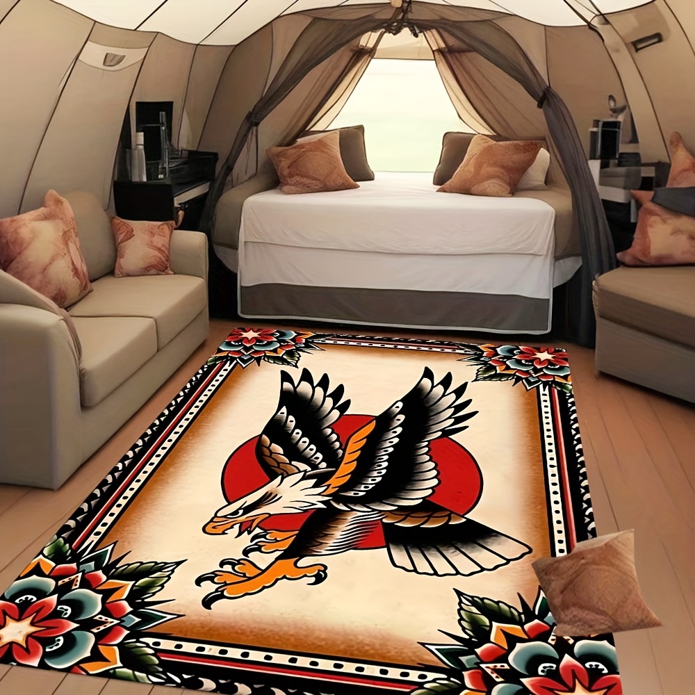 

1pc Eagle Tattoo Tent Footprint Outdoor Carpet Floor Mat, Doorway Decorative Carpet, Outdoor Patio Camping Carpet, Living Room Bedroom Decorative Floor Mat