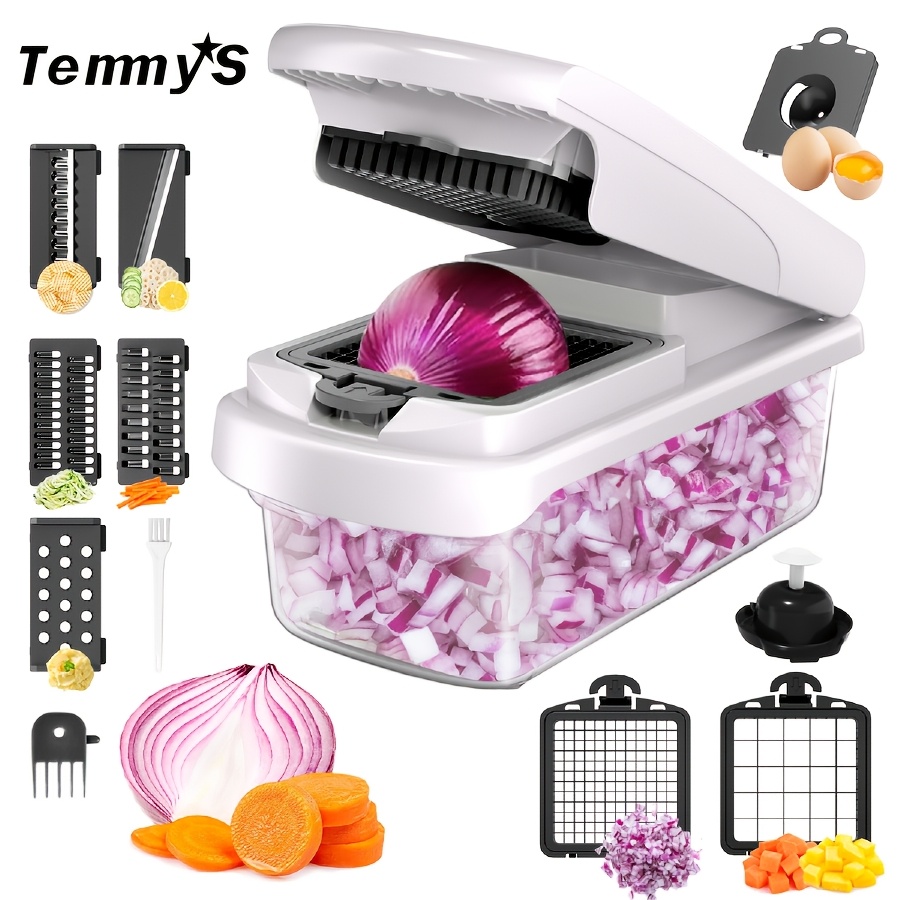 TEMU 15-in-1 Vegetable Chopper And Slicer, Onion Dicer And Cutter, Multifunctional Food Chopper, 7pcs Vegetable Dicer, Tomato Cutter, Potato And