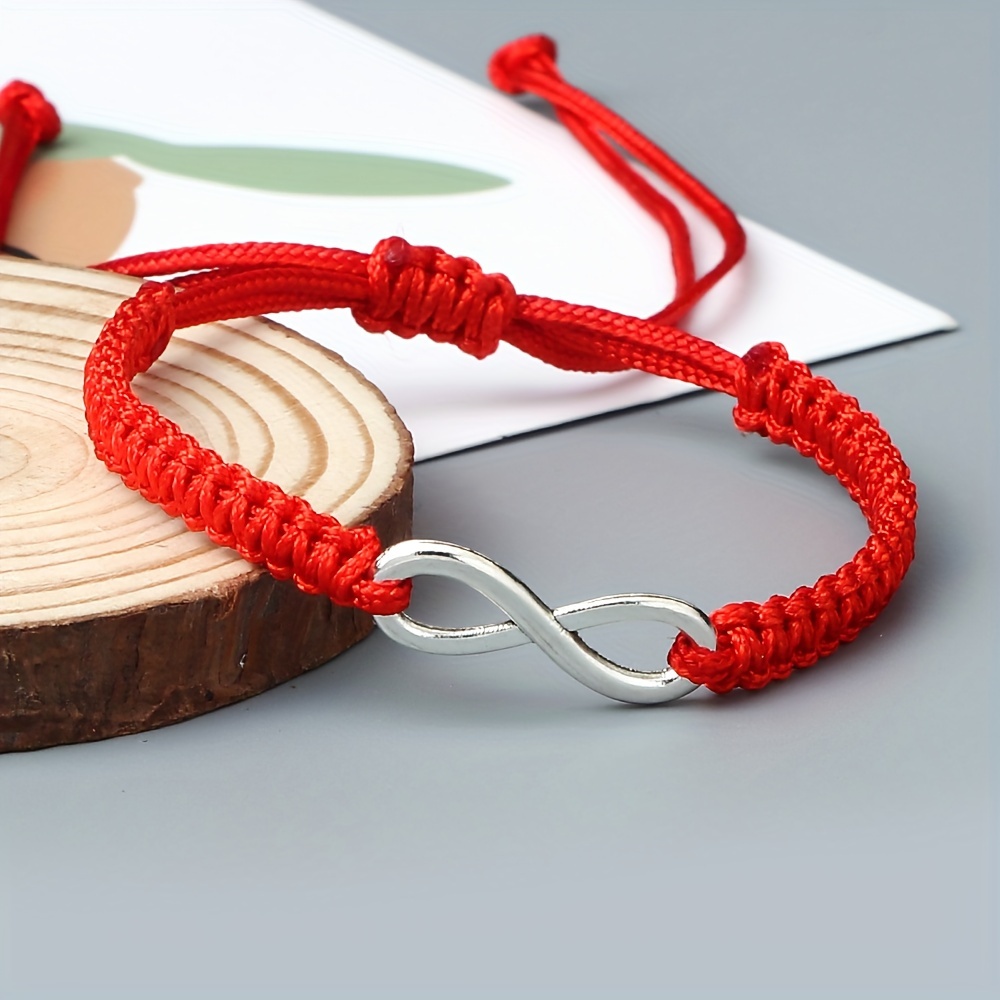Adjustable Infinity Charm Bracelet Red String for Couples & Friends