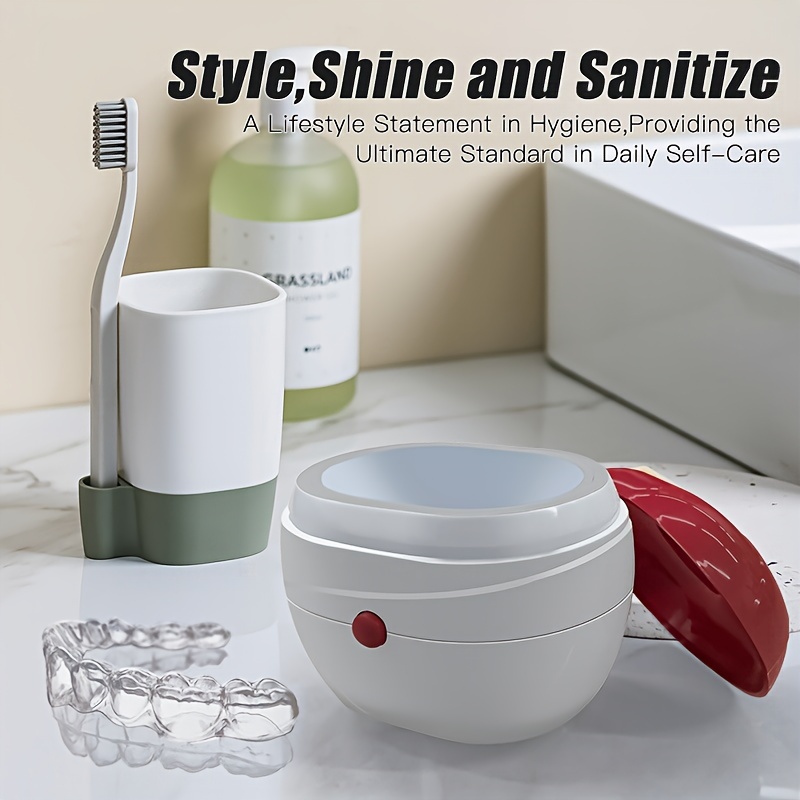 

Portable Denture Cleaning Case Plus - Effortless Cleaning And Protection For Dentures, Braces, And Retainers With Filter - Perfect Gift For Parents And Seniors