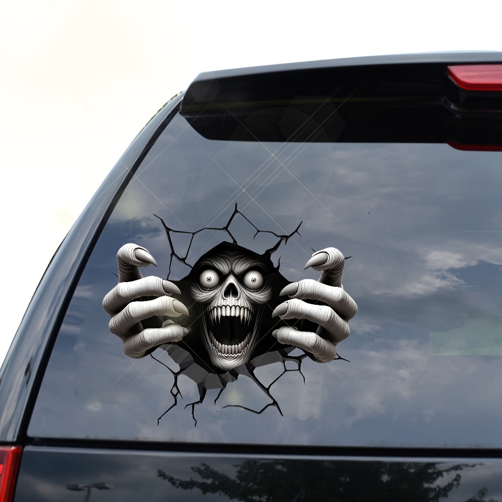 Spooky Vampire Car Decal - 3d Cracked Design, Double-sided Pvc Sticker ...