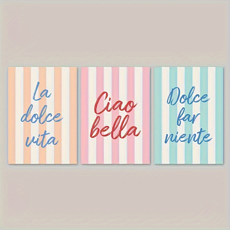 TEMU Ensemble de sur toile Bella & La Vita - Décoration murale italienne , cadre, parfaite pour , , , à domicile - Design moderne avec des couleurs