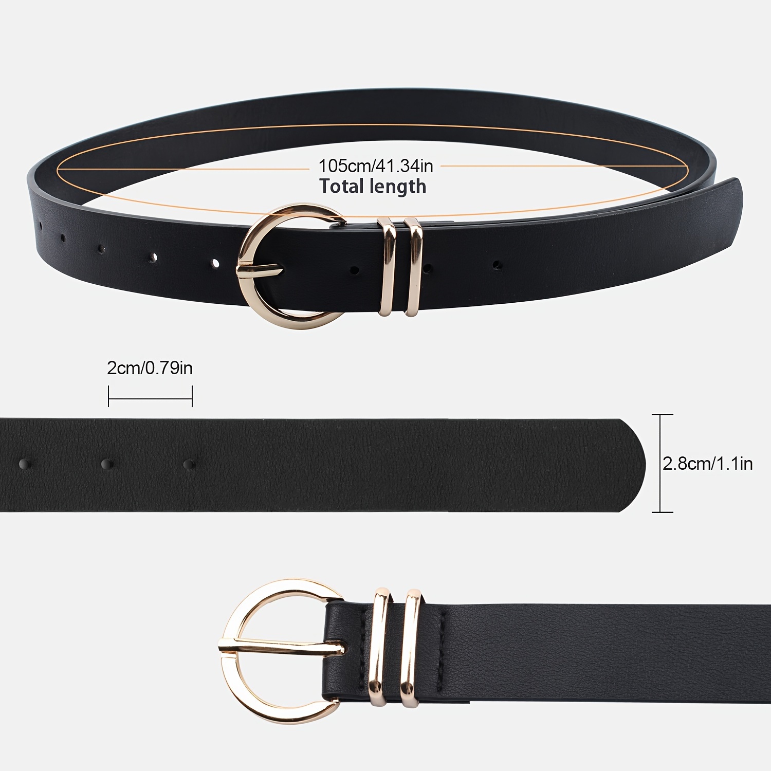 Cinturones De Cuero Para Mujer Para Jeans, Color Marrón Y Rojo, Hebilla De Cinturón En Relieve, Elegante Caja De Regalo, Color Rojo, 41.3 Pulgadas