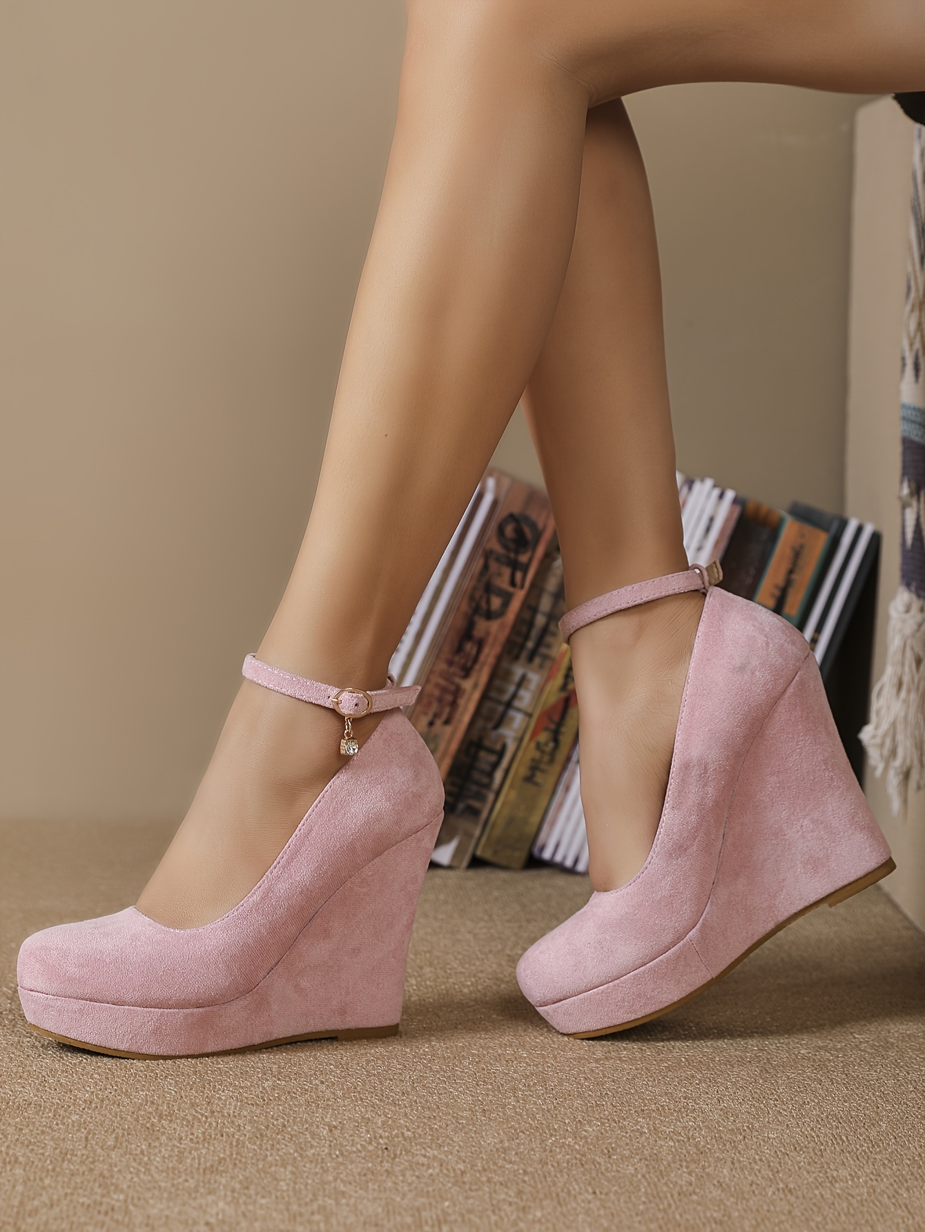 Pink Pretty Wedges Womens Pink Wedge Platform Heels Round Toe