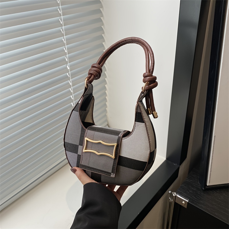 

Women's Fashion Underarm Bag, Single Shoulder Handheld, Classic Striped Pu Leather Lightweight Elegant Bag