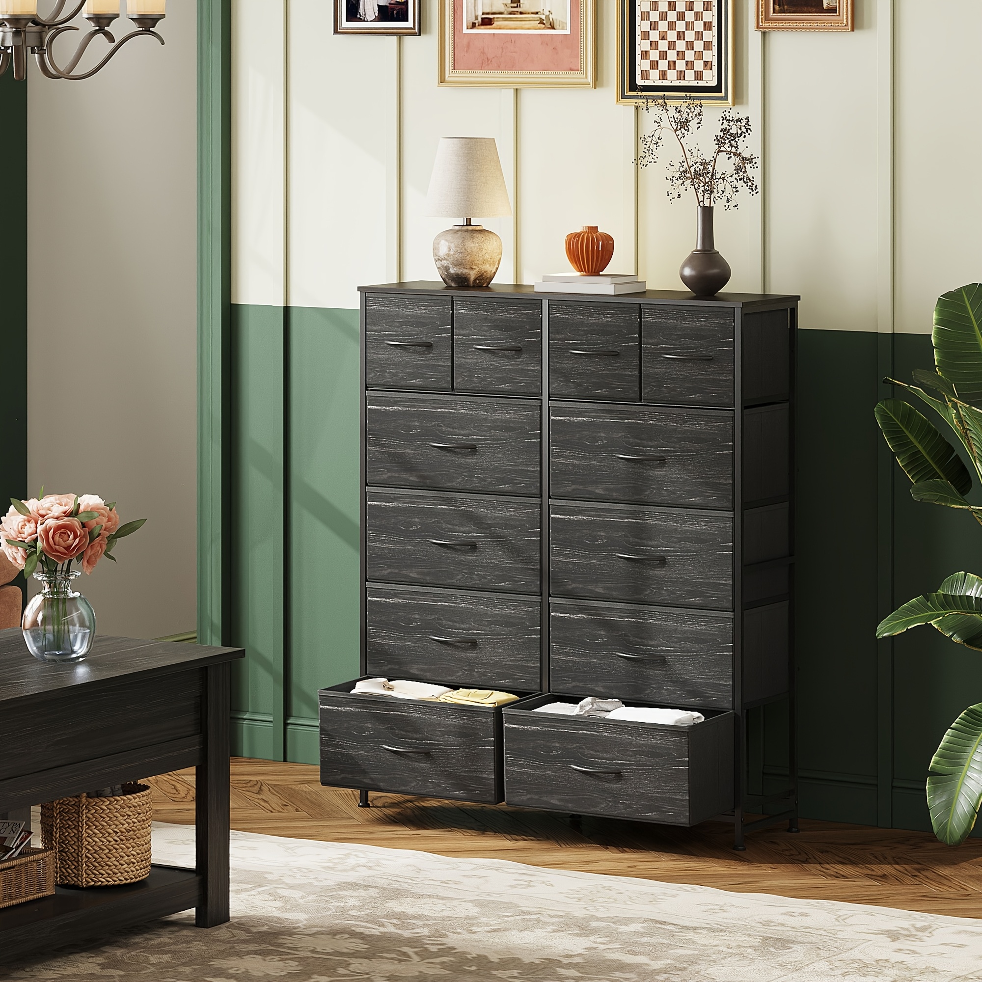 

Wlive Tall Dresser For Bedroom With 12 Drawers, Dressers & Chests Of Drawers, Fabric Dresser For Bedroom, Closet, Fabric Storage Dresser With Drawers,