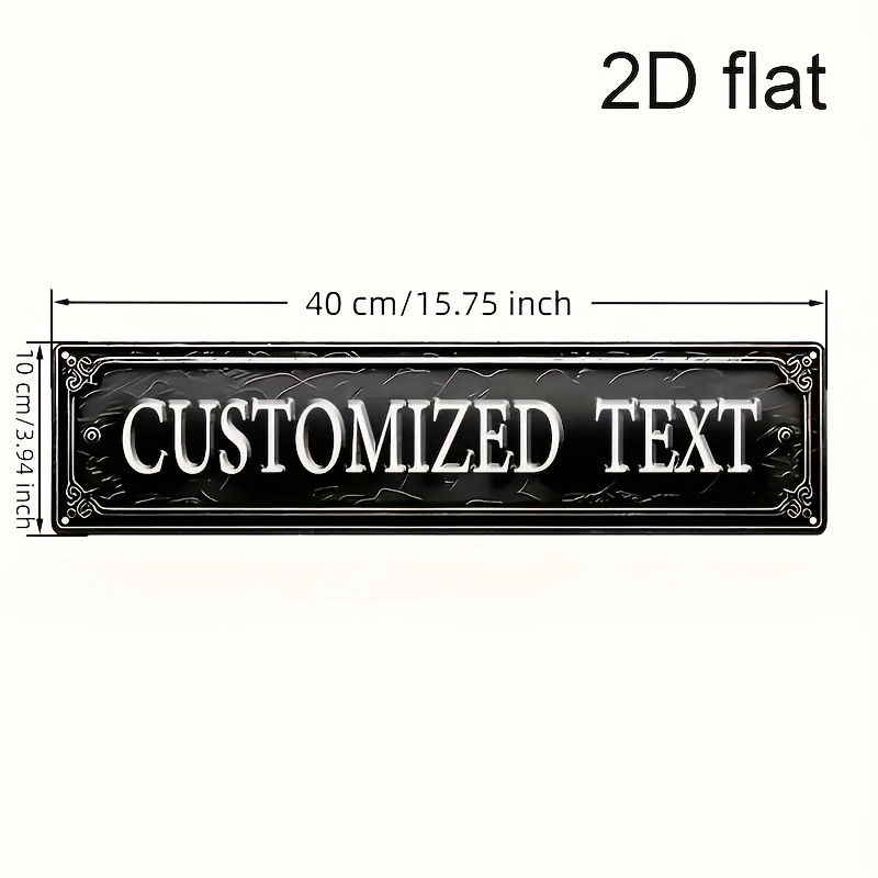 TEMU 2d Flat - [2d Plane] Customize 1 Metal Logo And Plaque Decoration, Customizable Text And Numbers, Size 40x10 Cm, Suitable For Room Decoration,